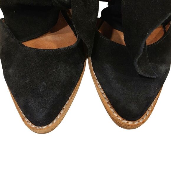 Jeffrey Campbell Cyrus Bow Black Suede Slip On Mule Heel Anthropologie | 7.5 - Picture 4 of 14